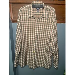 Cutter & Buck Mens XL Egyptian Cotton Plaid Button Down Shirt Green Orange Multi